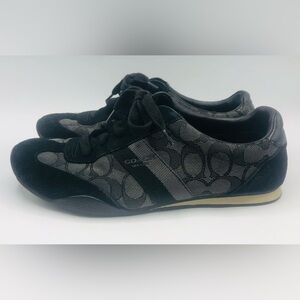Coach Kelson Black/Grey Canvas Jacquard Coach Logo Sneakers Womens Size 8.5B